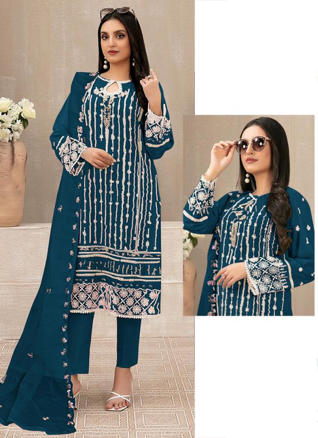 Faux Georgette Morpeach Eid Wear Embroidery Work Pakistani Suit